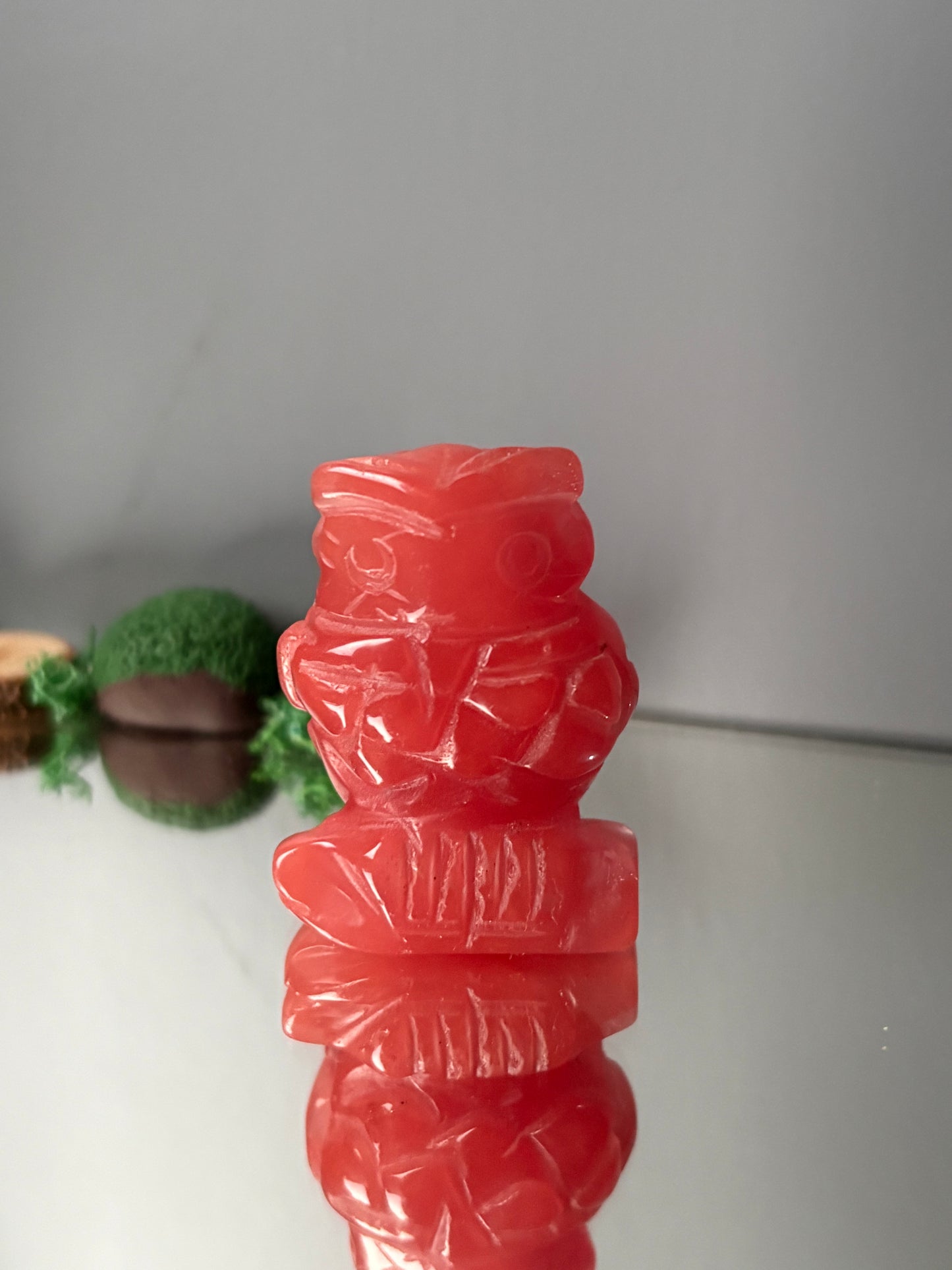 Cherry Quartz Gemstone Crystal Animal Owl Carving