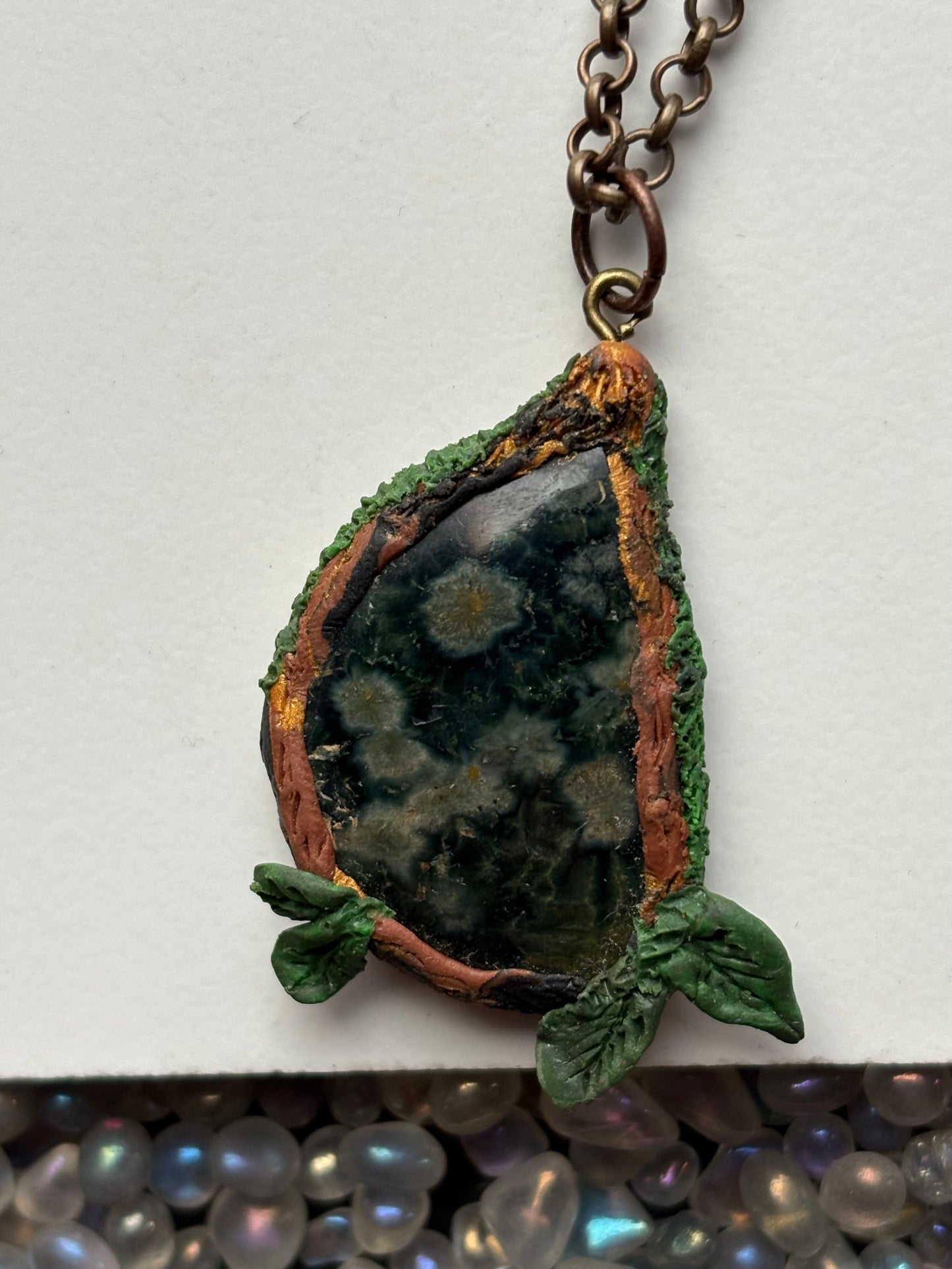 Ocean Jasper Gemstone Crystal Enchanted Forest Necklace (2)