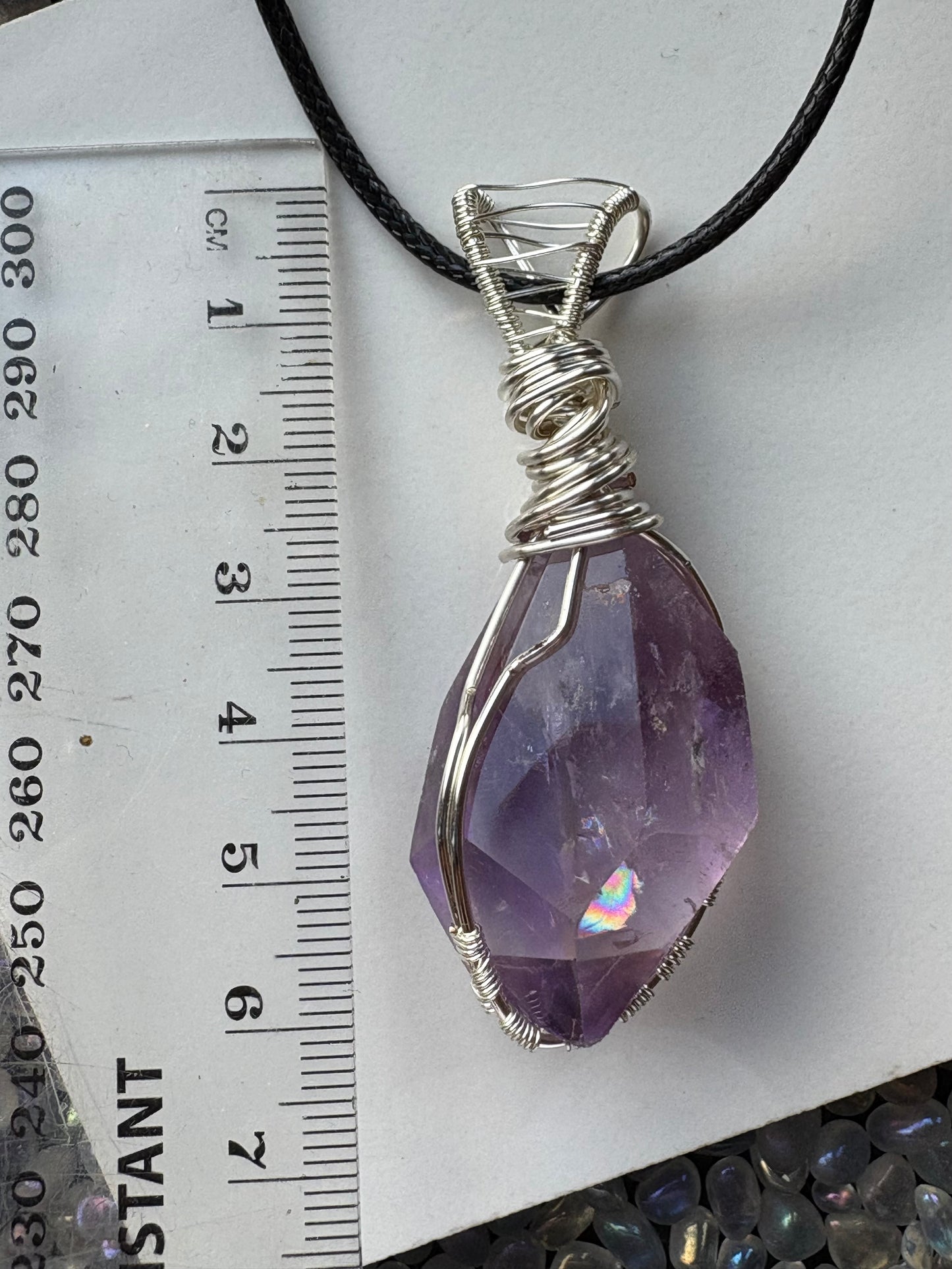 Ametrine Faceted Freeform Crystal Gemstone Silver Necklace (1)