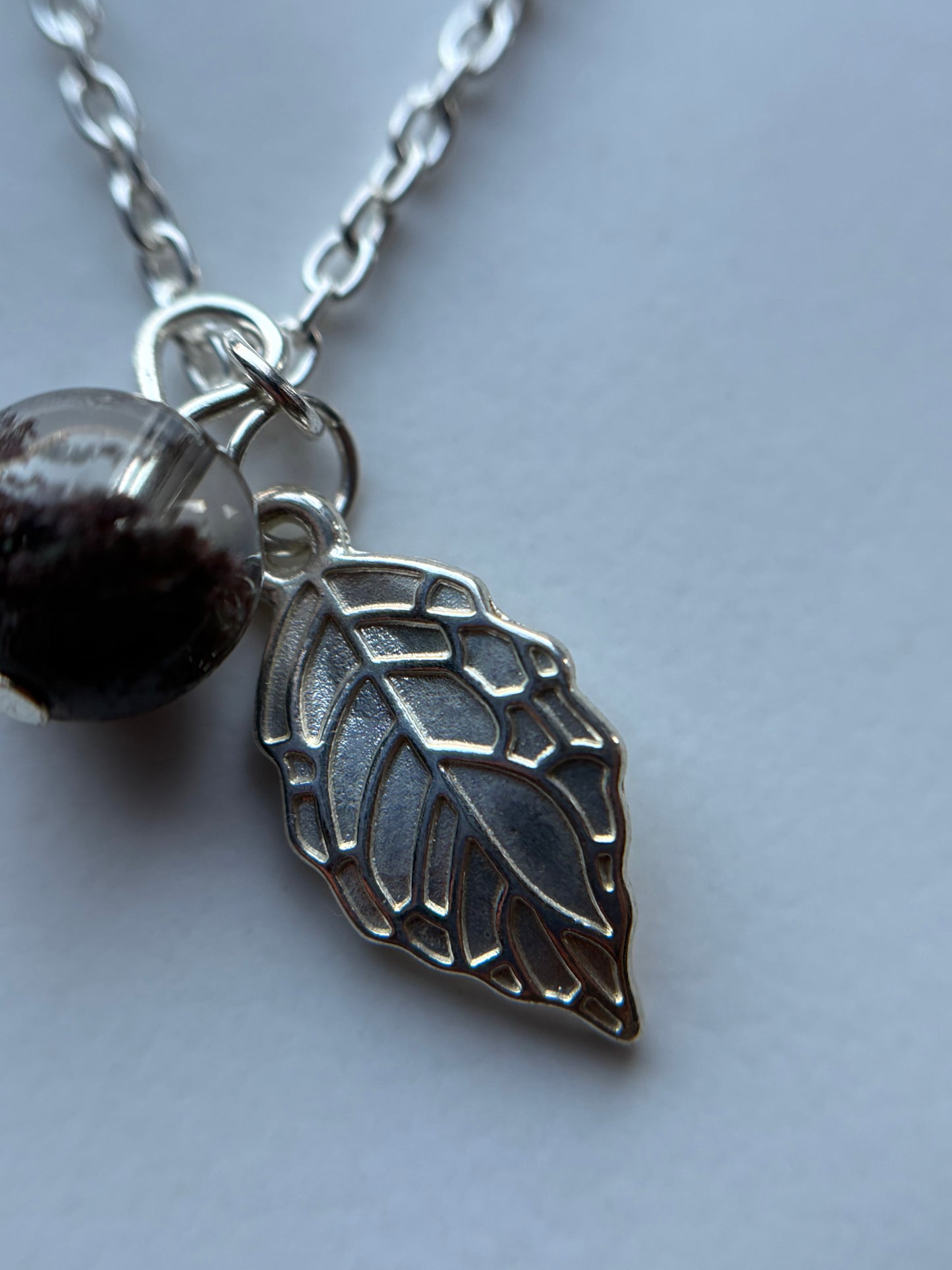 Garden Quartz Gemstone Crystal Silver Leaf Charm Necklace