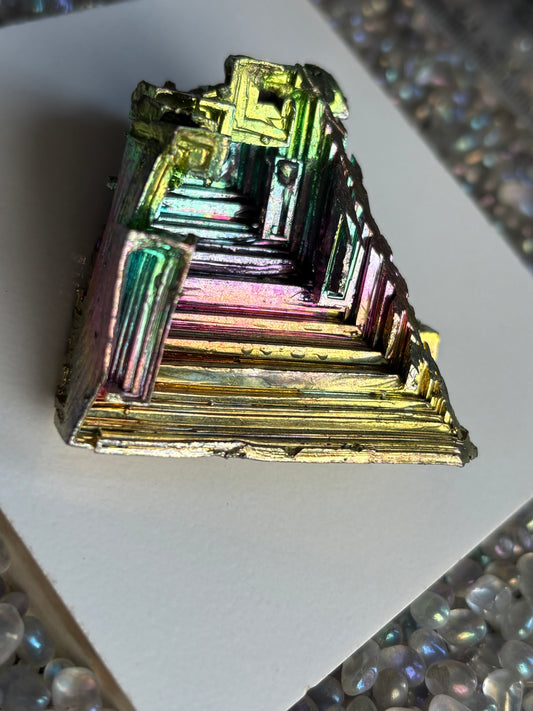 Rainbow Bismuth Crystal Specimen Metal Art - Large (4)