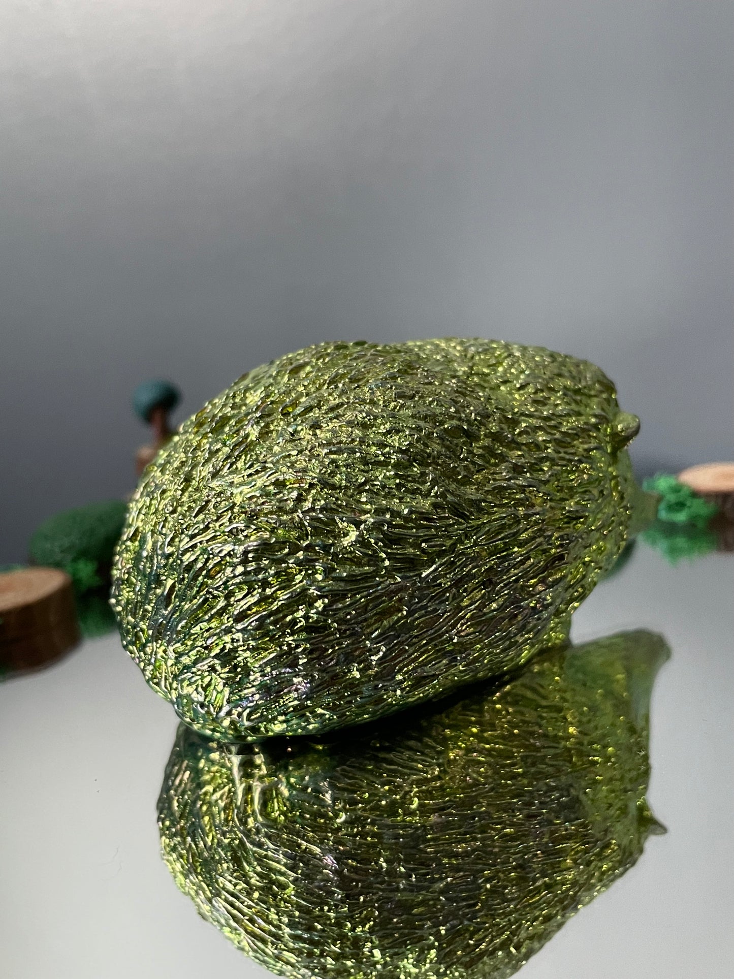 Green Bismuth Crystal Large Hedgehog Metal Art Sculpture