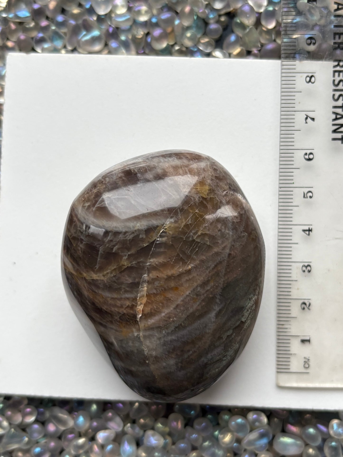 Black Moonstone Gemstone Crystal Palm Stone - Large