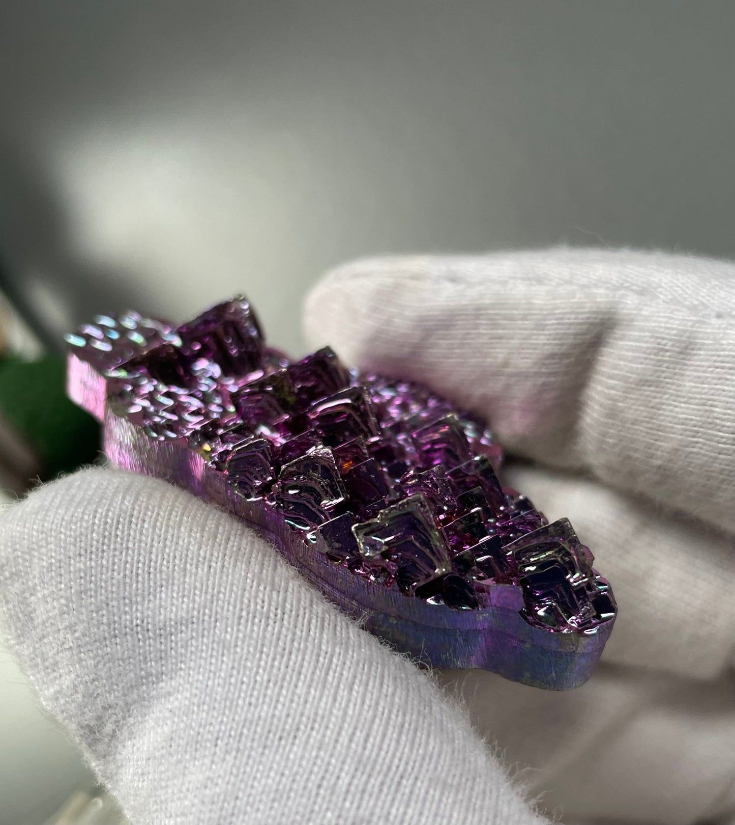 Pink Bismuth Crystal Cloud Cut Out Metal Art