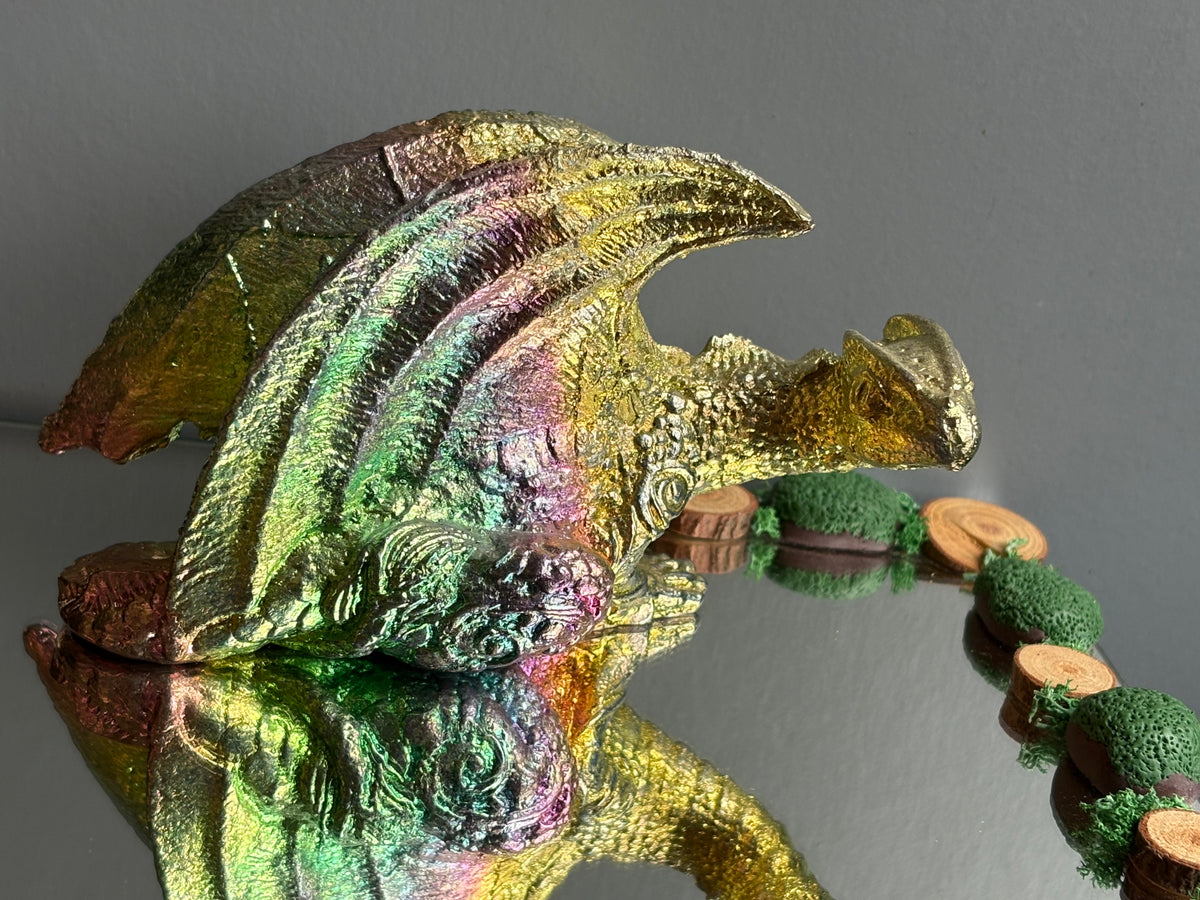 Rainbow Bismuth Dragon Crystal Metal Art Sculpture