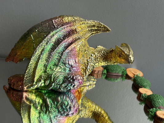 Rainbow Bismuth Dragon Crystal Metal Art Sculpture