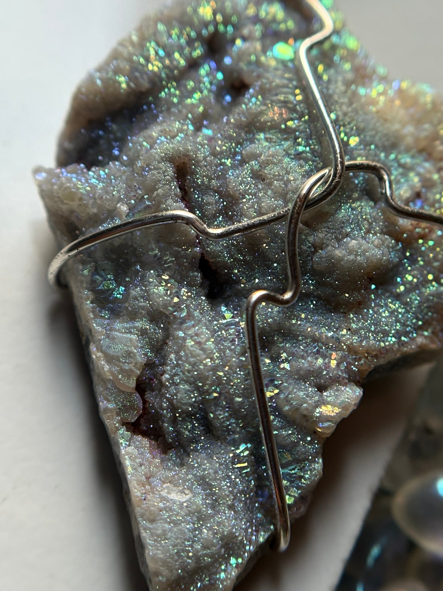 Aura Druzy Chalcedony Crystal Gemstone - Galaxy Slice - Necklace (1)