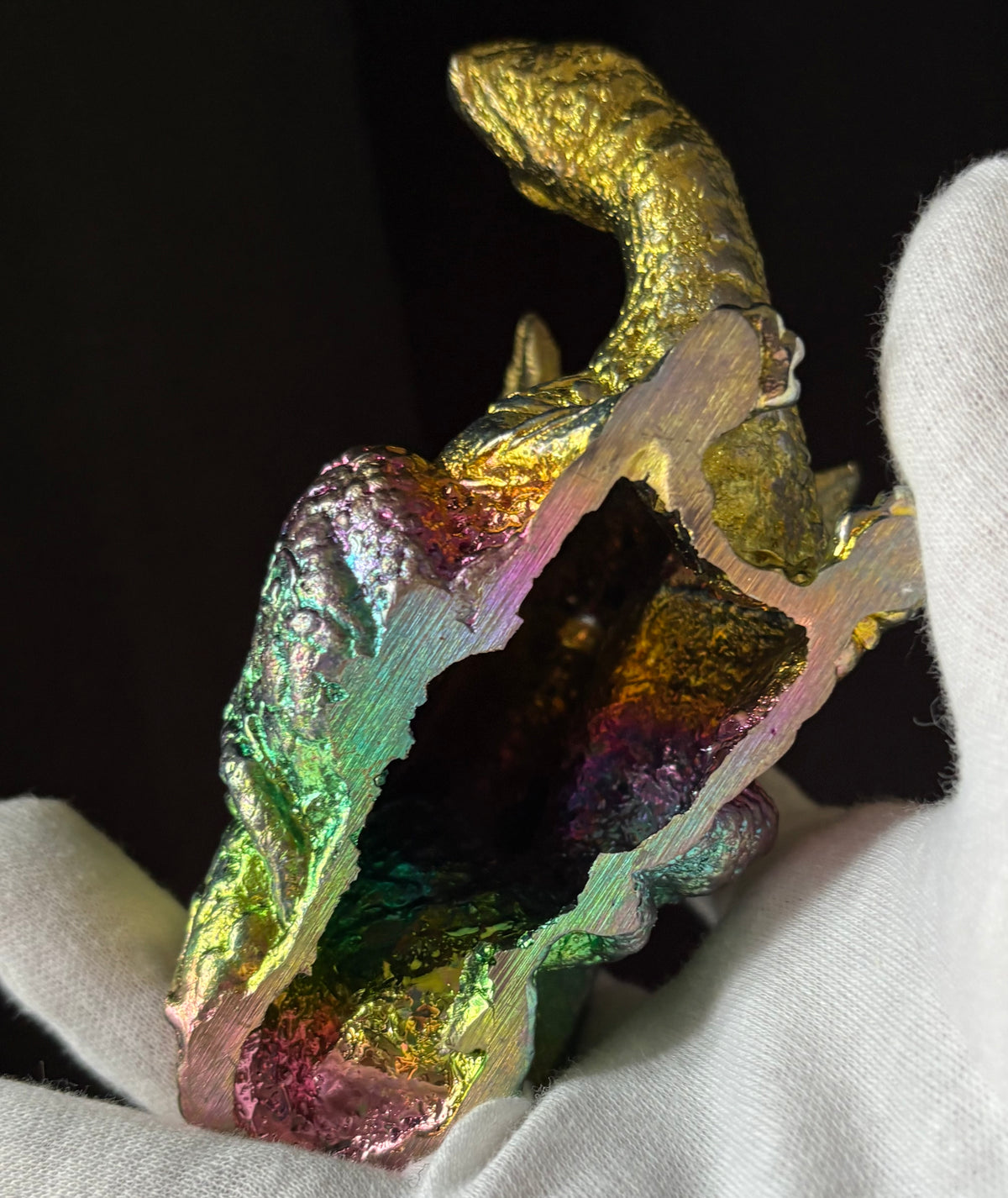 Rainbow Bismuth Dragon Crystal Metal Art Sculpture