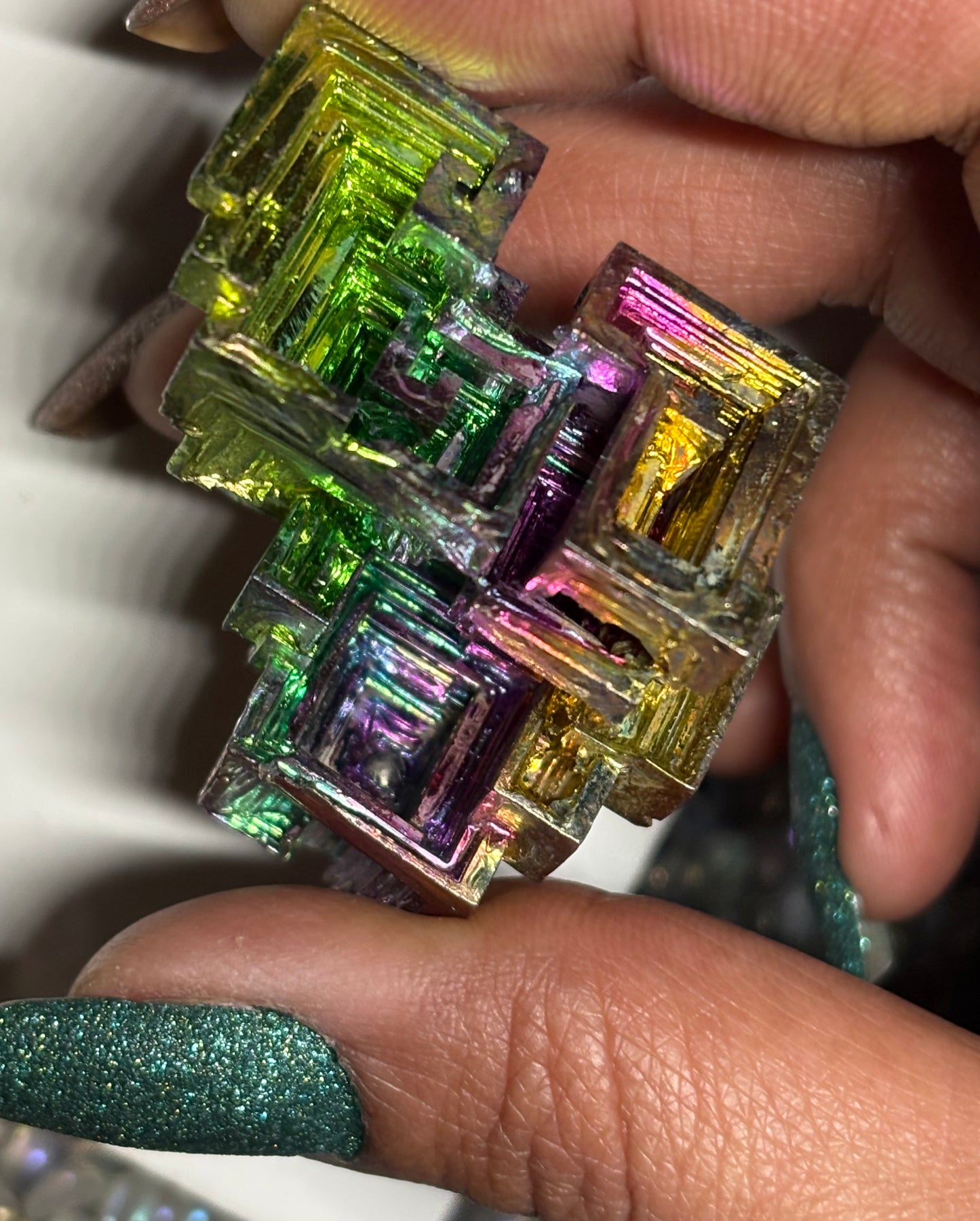 Rainbow Bismuth Crystal Specimen Metal Art - Large (3)