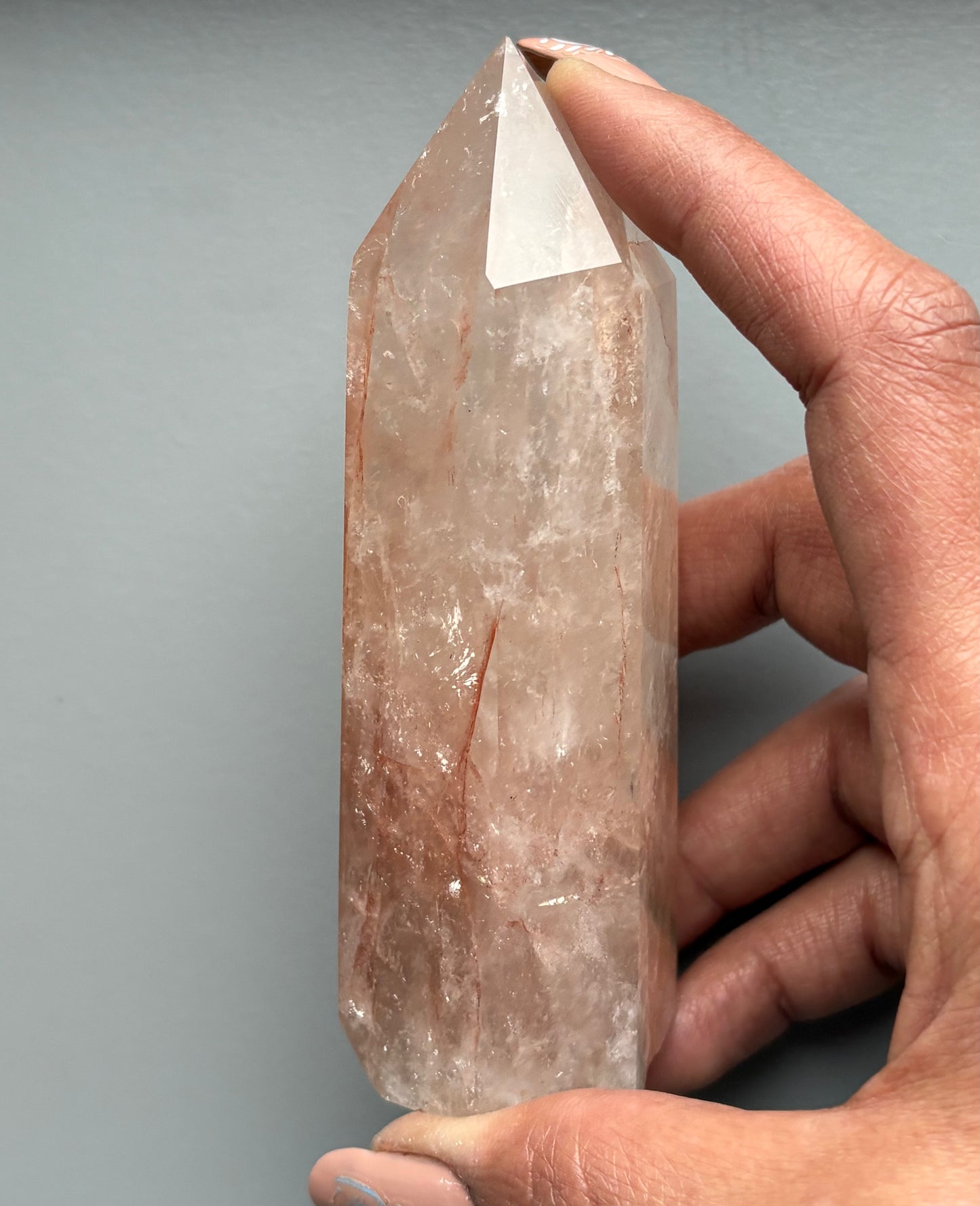 Fire Hematoid Quartz Crystal Gemstone Tower Point Large (1)