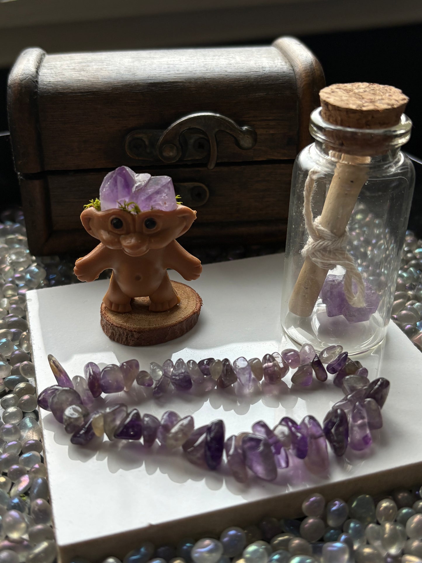 Amethyst Crystal Gemstone Troll Gift Set