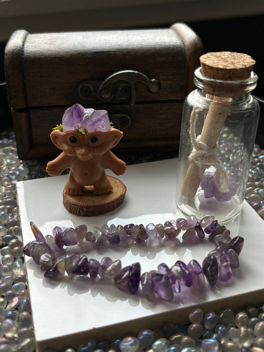 Amethyst Crystal Gemstone Troll Gift Set