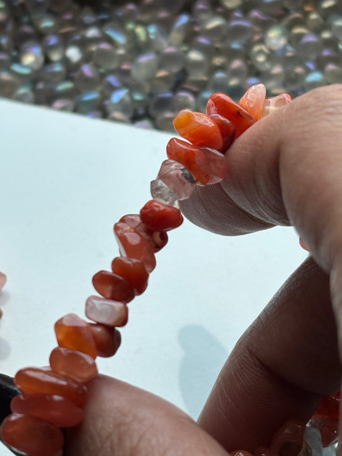 Carnelian Rough Crystal Gemstone Stretch Bracelet