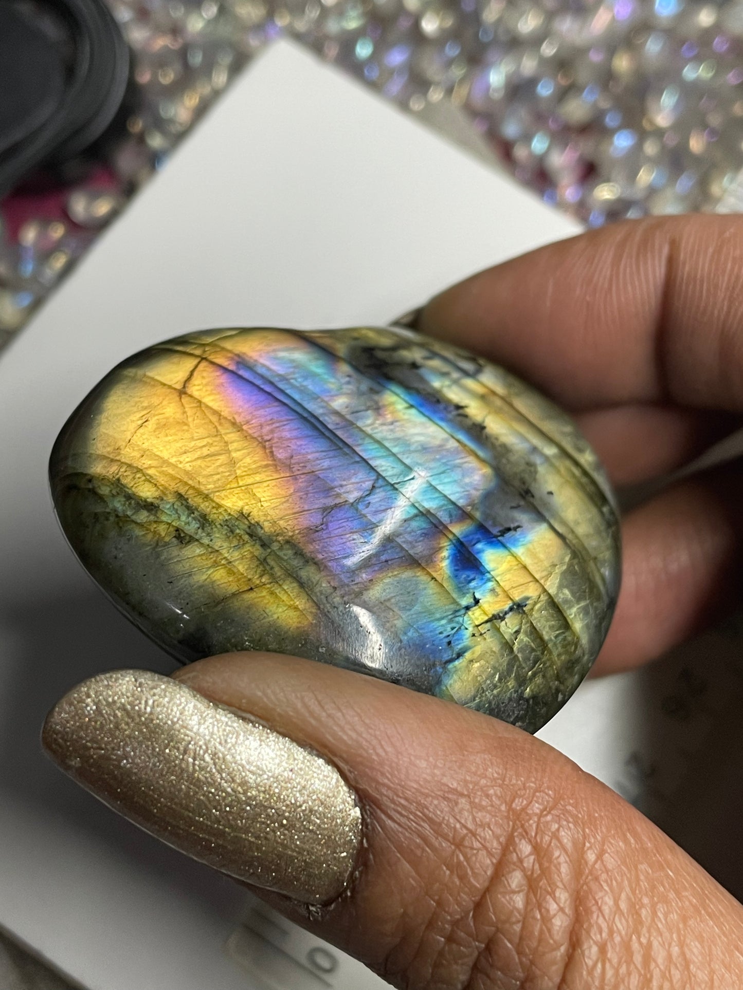 Rainbow Labradorite Crystal Gemstone Heart Carving