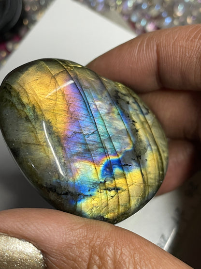 Rainbow Labradorite Crystal Gemstone Heart Carving