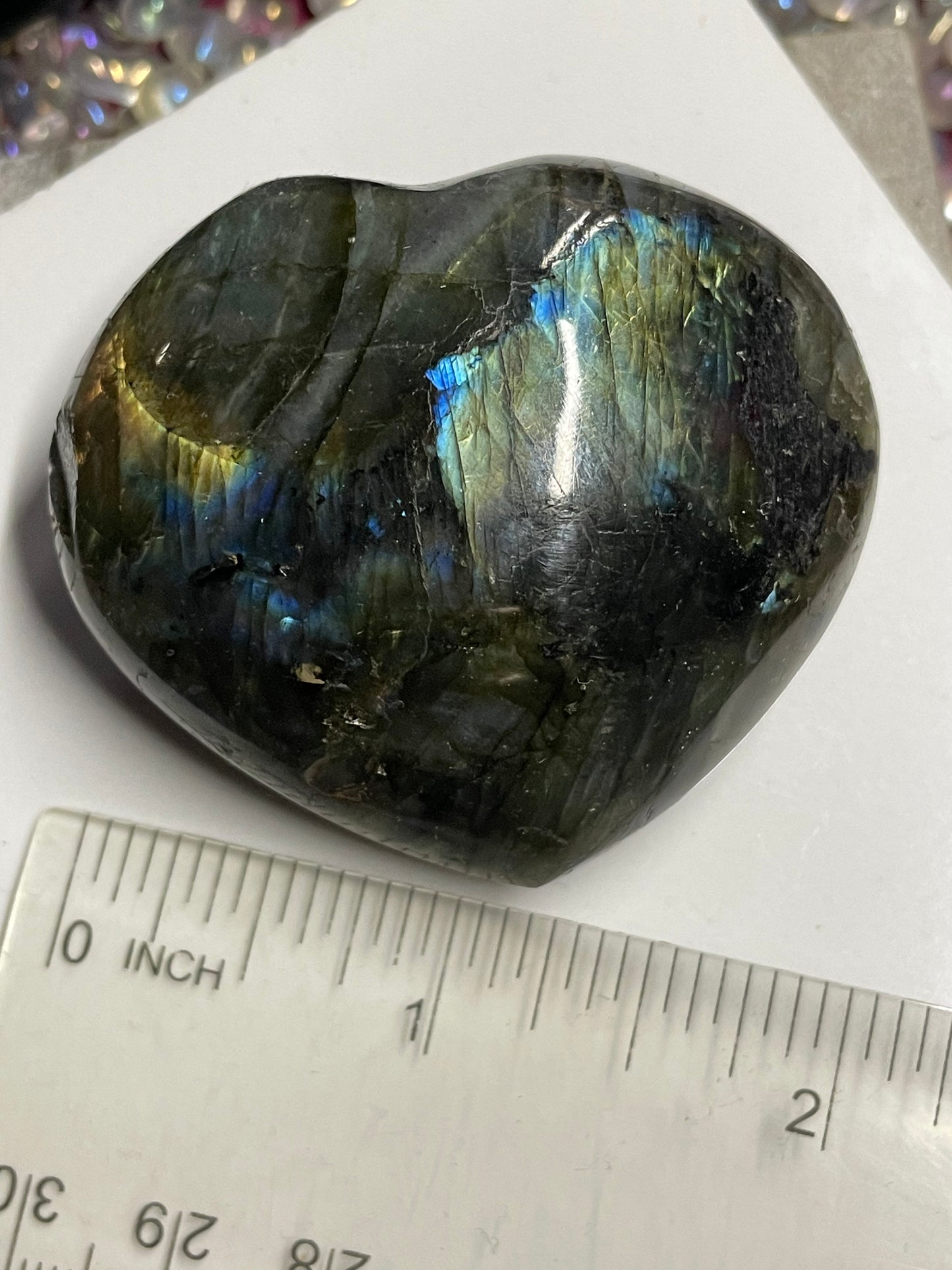 Rainbow Labradorite Crystal Gemstone Heart Carving