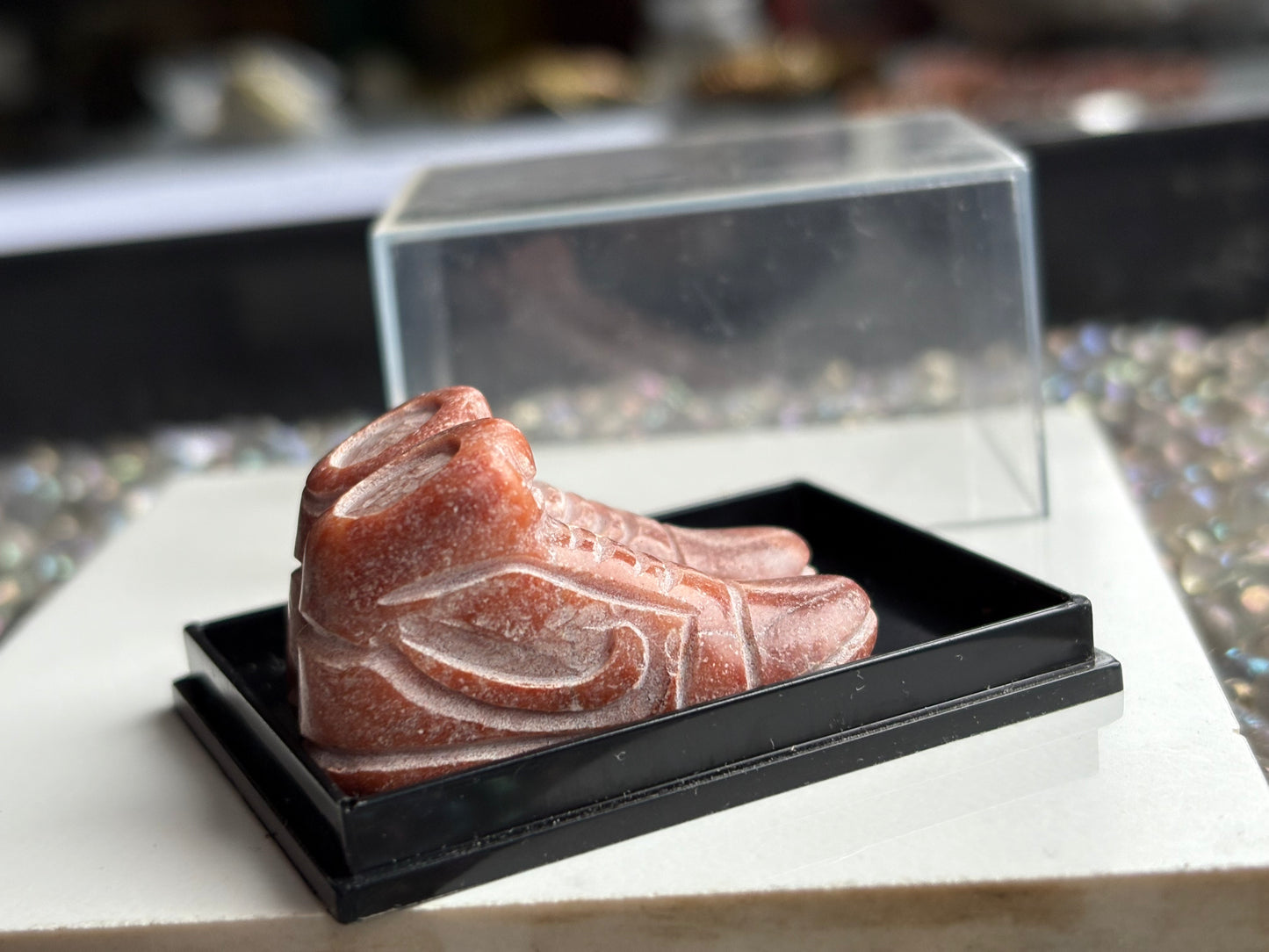 Red Jasper Crystal Gemstone Nike Shoe Carving