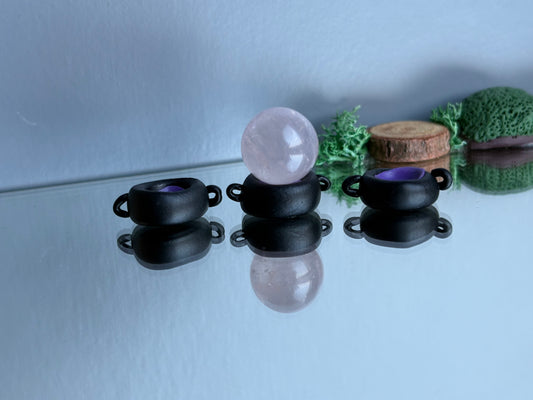 Purple Cauldron Clay Art Sphere Holder Mini