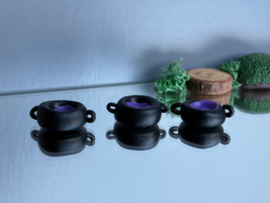 Purple Cauldron Clay Art Sphere Holder Mini