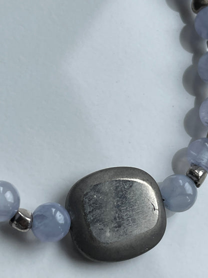 Lilac Jade Crystal Gemstone Antique Silver Heart Bracelet