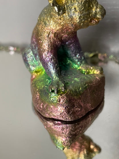 Rainbow Bismuth Crystal Koala Metal Art Sculpture