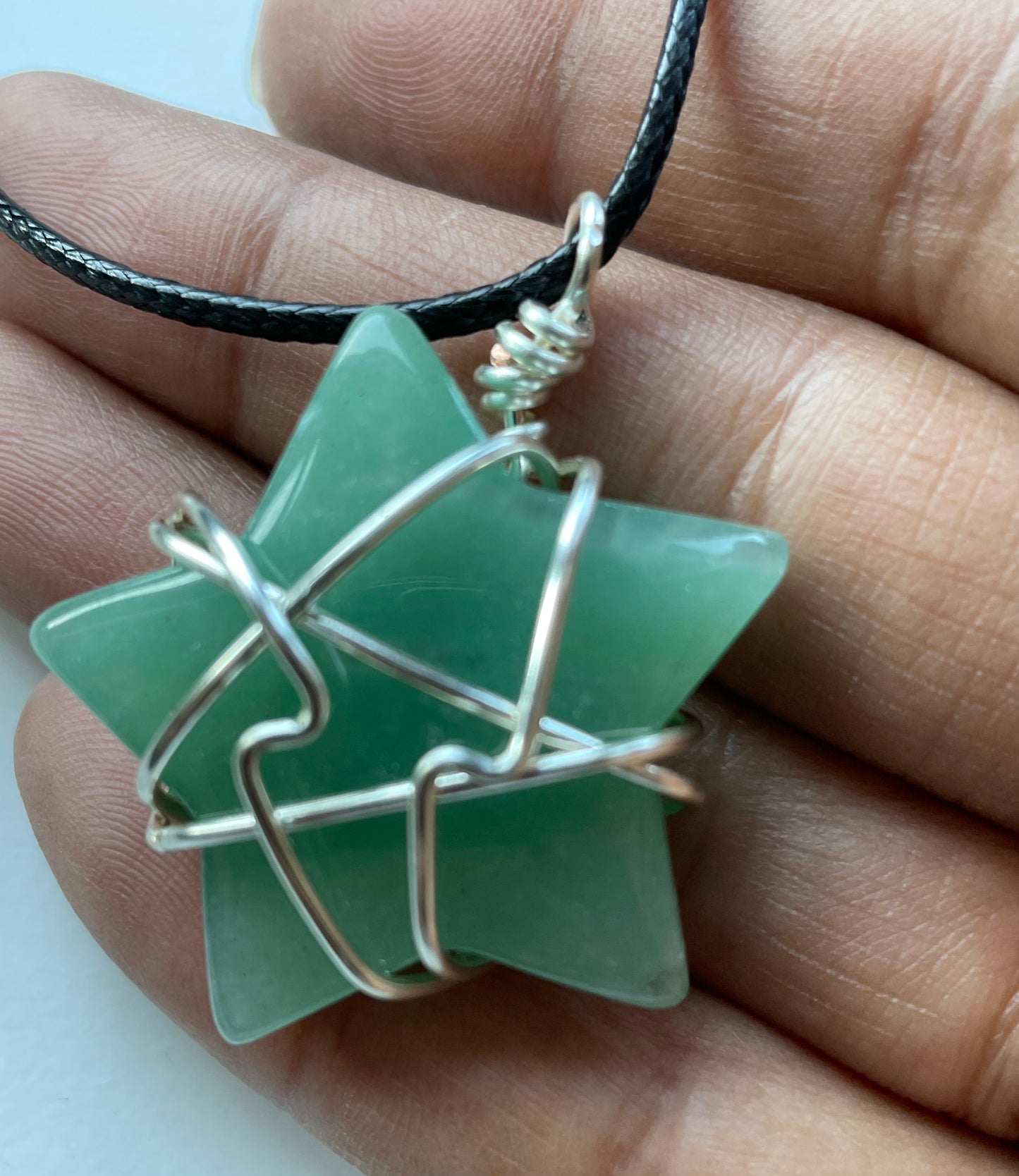 Green Aventurine Crystal Gemstone Star Wire Necklace & Moon Gift Set