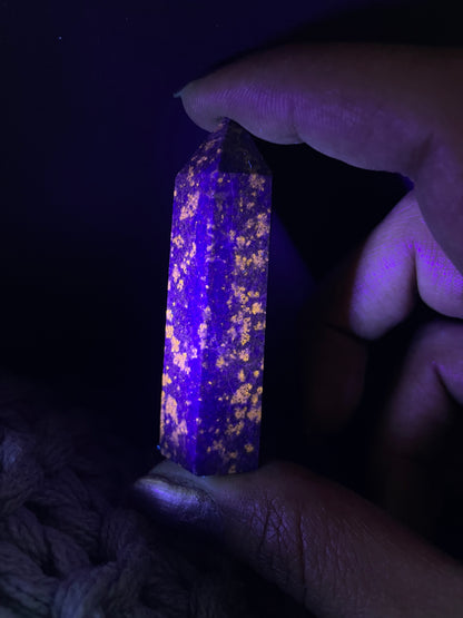Lapis Lazuli Gemstone Crystal Tower Point (4) - UV REACTIVE
