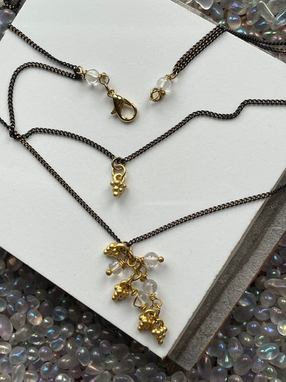 Quartz Crystal Gemstone Grape Layered Gold Necklace