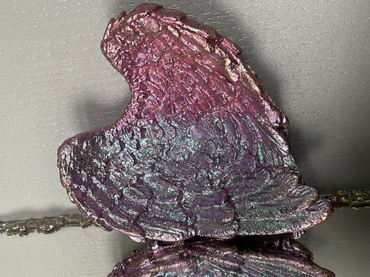 Pink purple Angel Wing Dish Bismuth Crystal Metal Art Sculpture