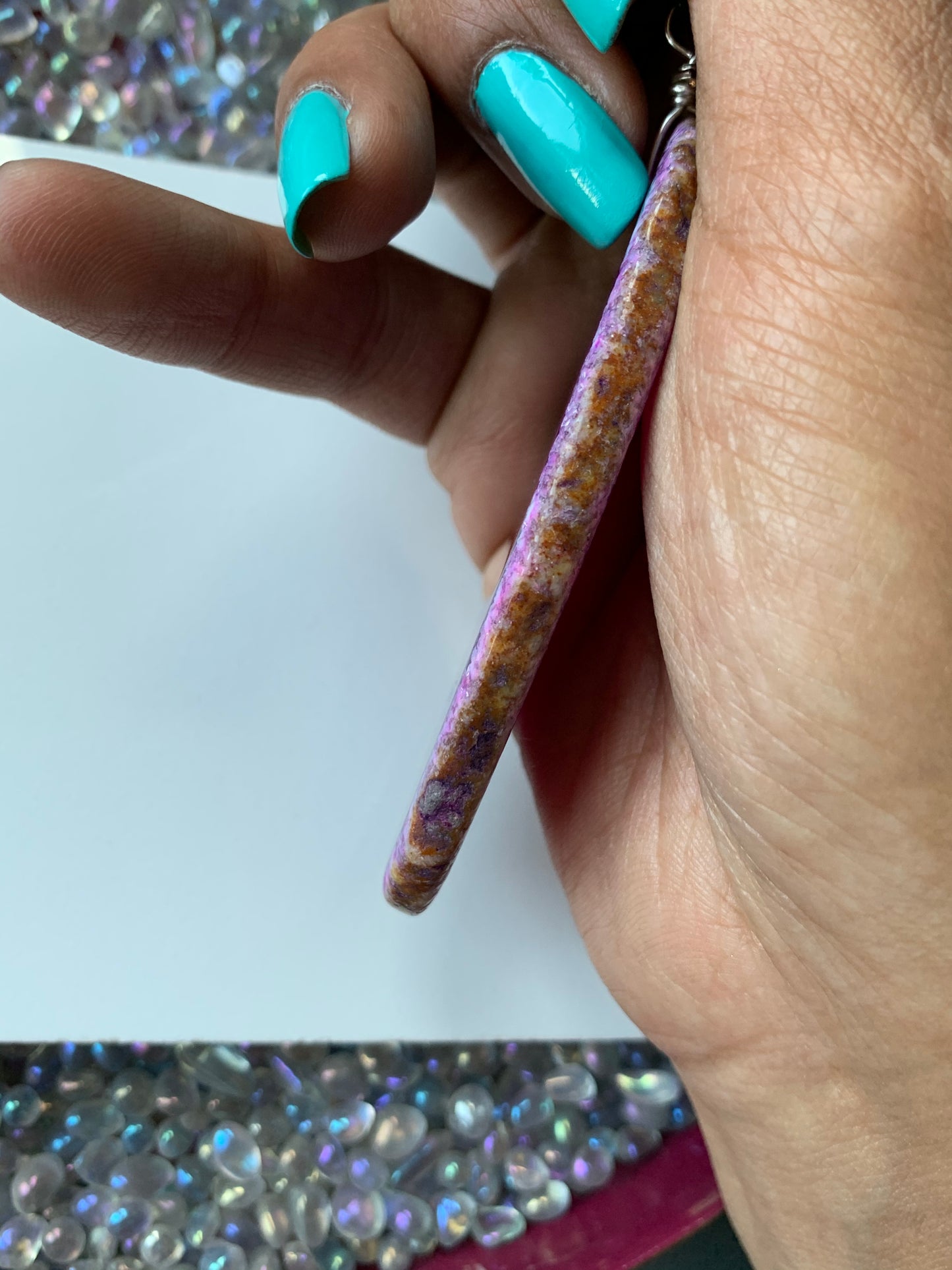 Purple Agate Slice Crystal Gemstone Cord Necklace