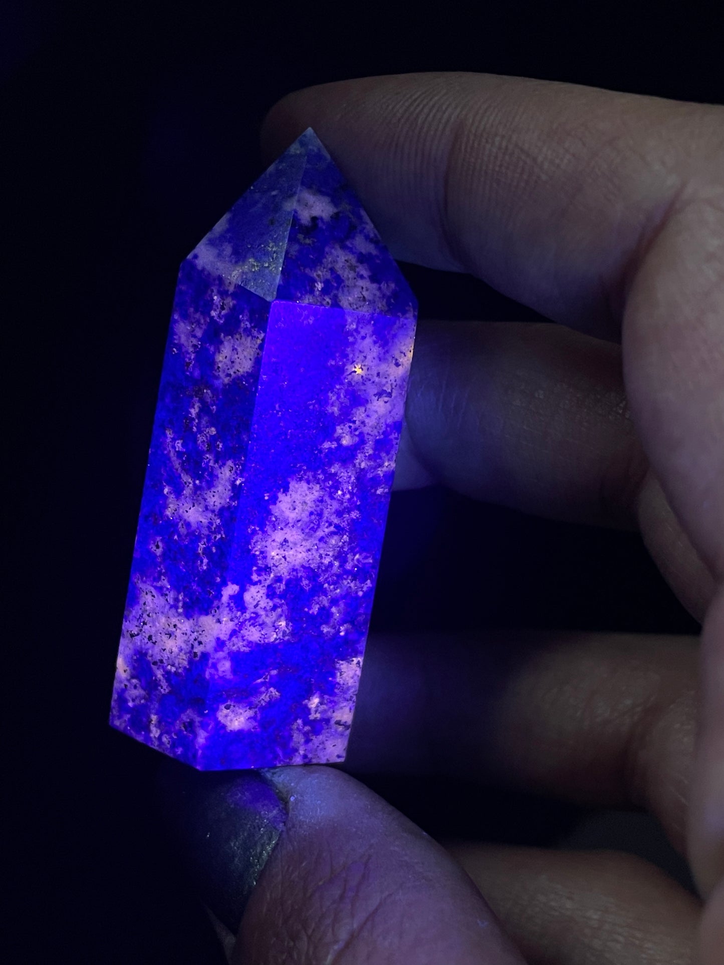 Lapis Lazuli Gemstone Crystal Tower Point (3) UV REACTIVE