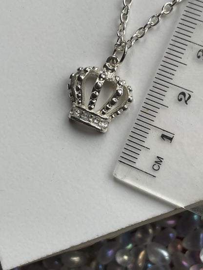 Cz Crown Charm Silver Necklace & Ruby Gift Set