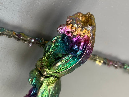 Rainbow Bismuth Crystal Gargoyle Metal Art Sculpture (1)