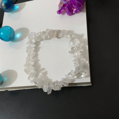 Clear Quartz Rough Crystal Gemstone stretch bracelet