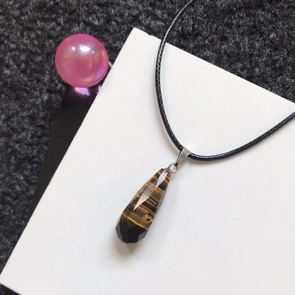 Tigers Eye Gemstone Crystal Cord Necklace Necklace