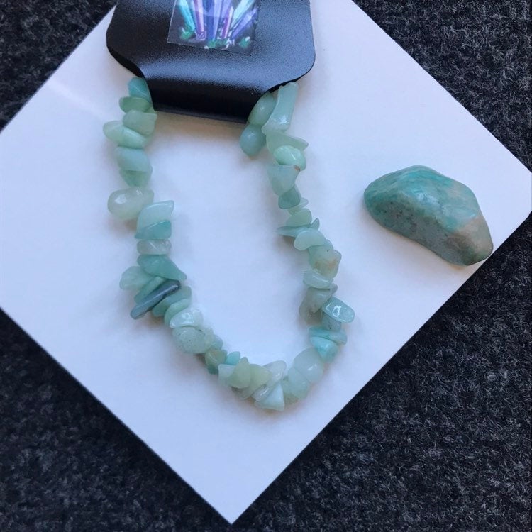 Mint Amazonite Rough Crystal Gemstone Stretch Bracelet