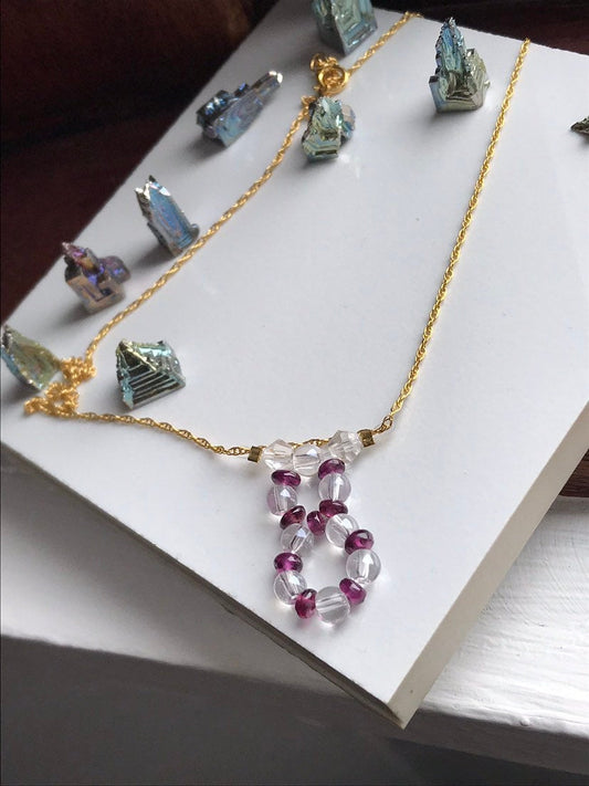 Umbalite Purple Garnet Crystal Gemstone Pendant Gold Filled Necklace