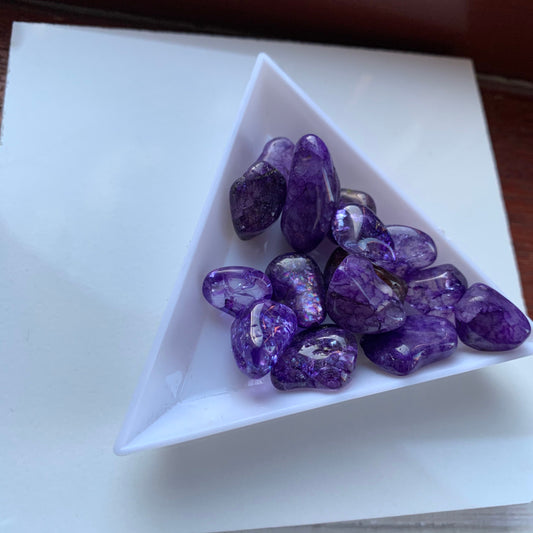 Purple crackle Quartz Tumbled Gemstone Crystal mini set of Five