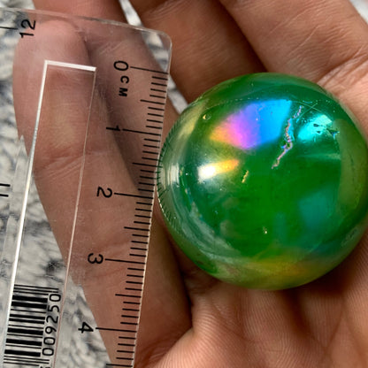 Apple Green Aura Quartz Crystal Gemstone Sphere - Small