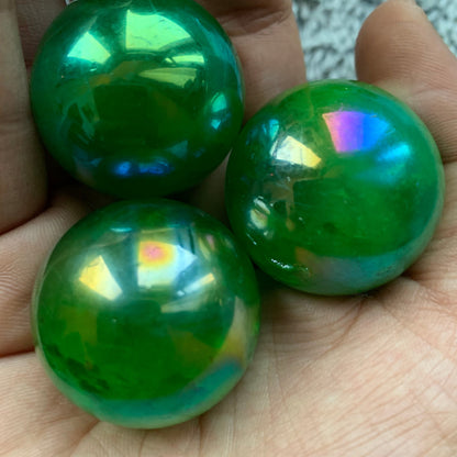 Apple Green Aura Quartz Crystal Gemstone Sphere - Small