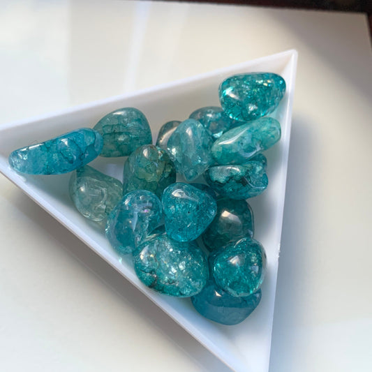 Green Crackle Quartz Tumbled Gemstone Crystal Mini set of Five