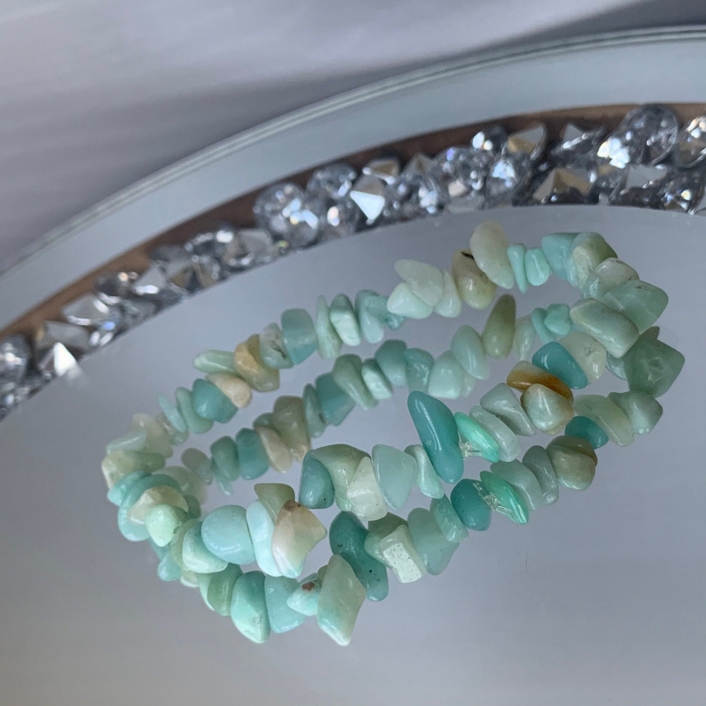 Mint Amazonite Rough Crystal Gemstone Stretch Bracelet