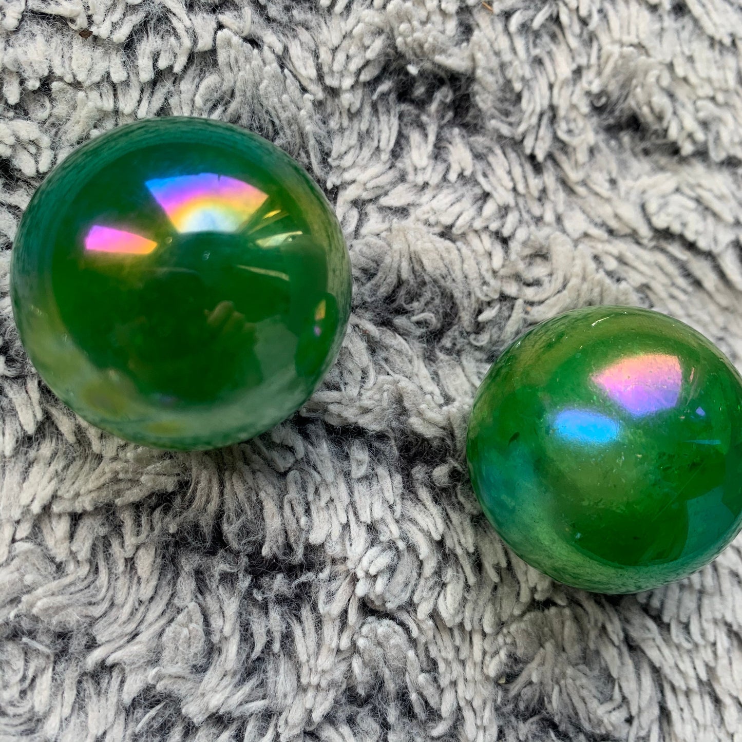Apple Green Aura Quartz Crystal Gemstone Sphere - Medium