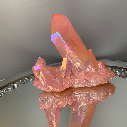 Rose Pink Aura Quartz Crystal Gemstone Cluster - Large