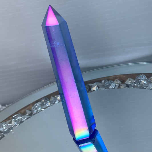Blue Aura Quartz Crystal Gemstone Tower Point (3)