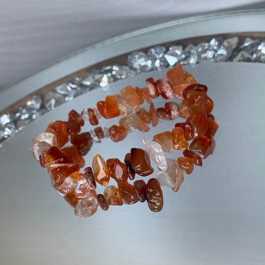 Carnelian Rough Crystal Gemstone Stretch Bracelet