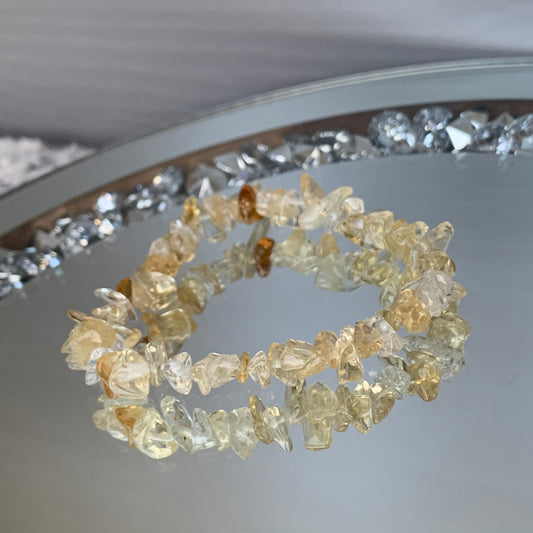 Citrine Rough Gemstone Crystal Stretch Bracelet