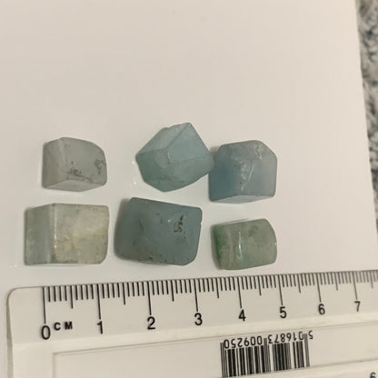 Aquamarine Gemstone Crystal - Tumbled Cube - Set of 3 (S)