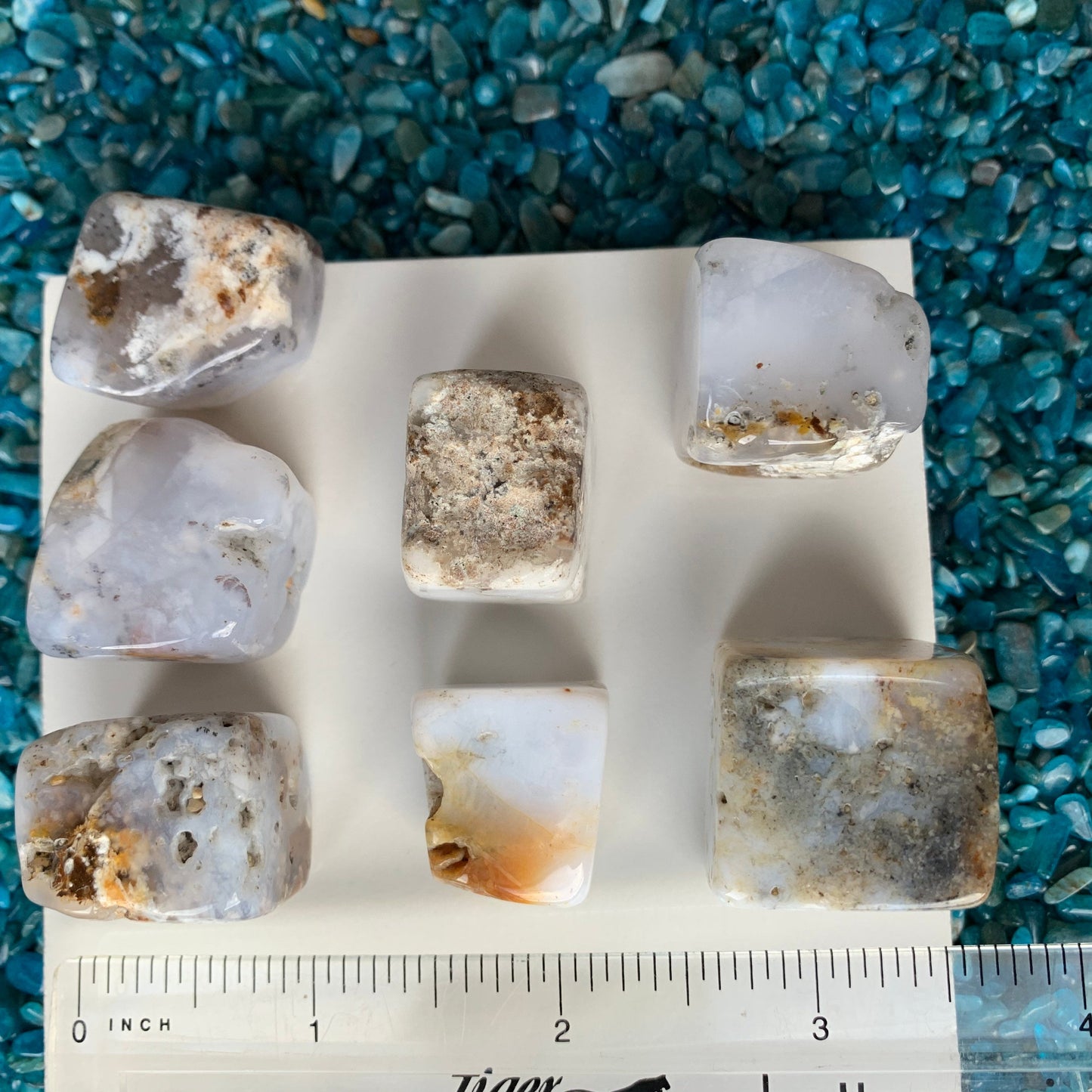 Blue Chalcedony Tumbled Cube Gemstone Crystal - Large