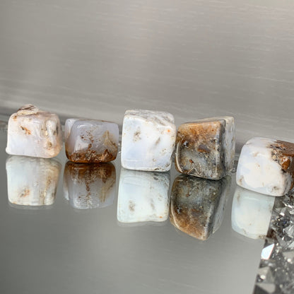 Blue Chalcedony Tumbled Cube Gemstone Crystal - Large